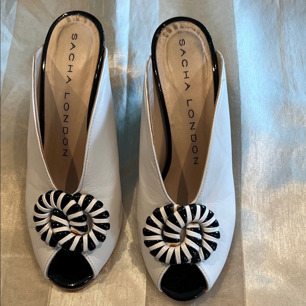 Sacha London Black and White Mules